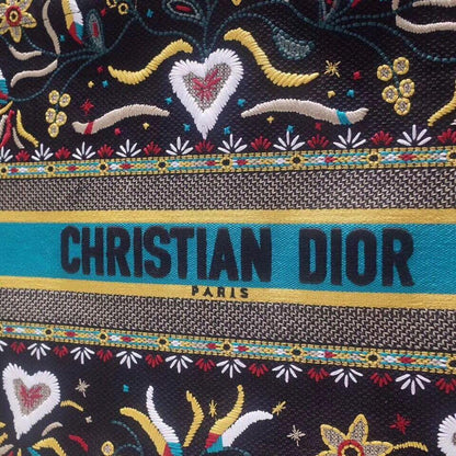 dior embroidered book tote bag