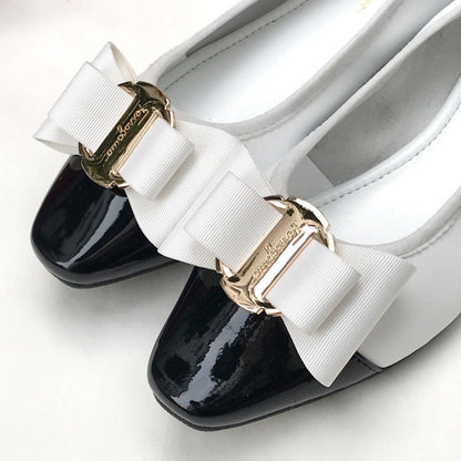 Feragam  Flat Shoes Black and White