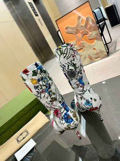 GU vs *BAL Boots High Above Knee 3 Style 's Flowers Stretch