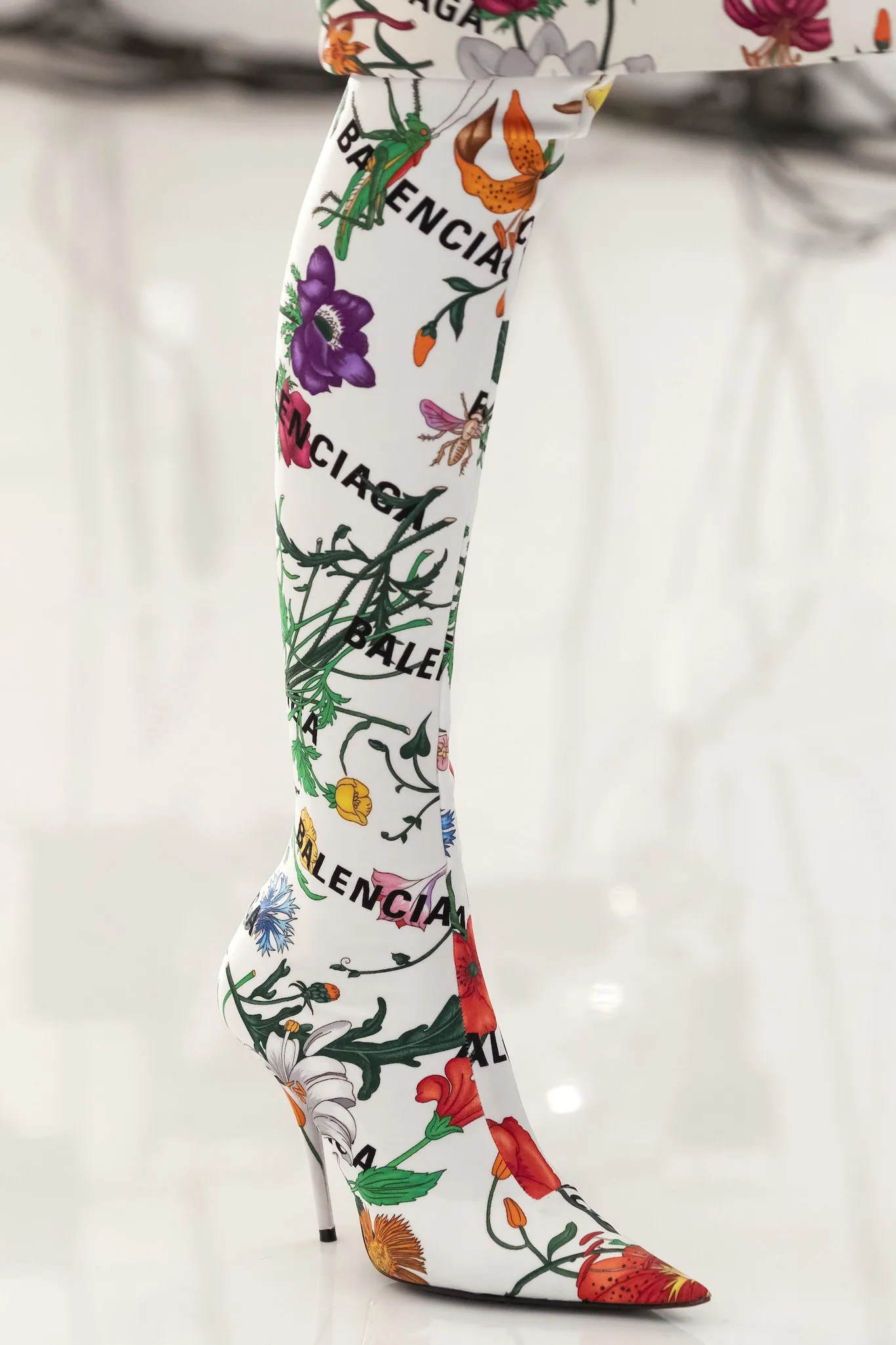 GU vs *BAL Boots High Above Knee 3 Style 's Flowers Stretch