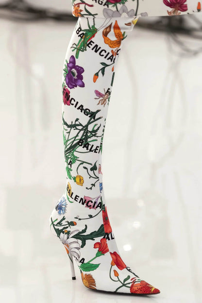 GU vs *BAL Boots High Above Knee 3 Style 's Flowers Stretch