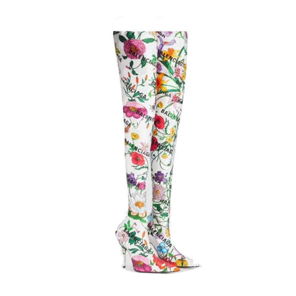 GU vs *BAL Boots High Above Knee 3 Style 's Flowers Stretch