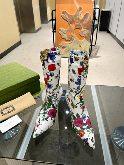 GU vs *BAL Boots High Above Knee 3 Style 's Flowers Stretch
