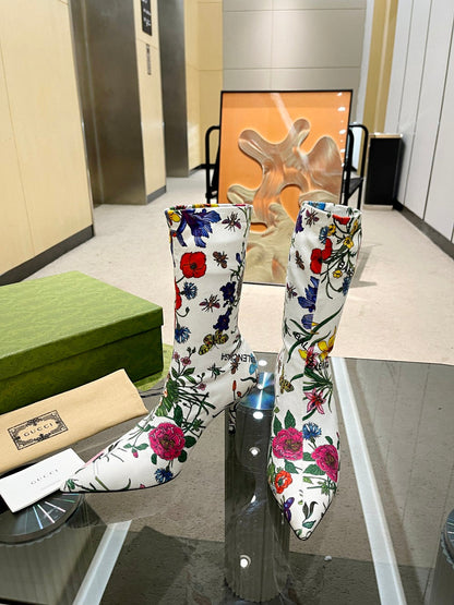 GU vs *BAL Boots High Above Knee 3 Style 's Flowers Stretch
