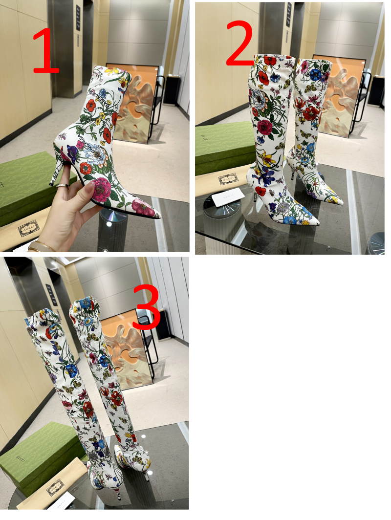 GU vs *BAL Boots High Above Knee 3 Style 's Flowers Stretch