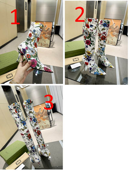 GU vs *BAL Boots High Above Knee 3 Style 's Flowers Stretch
