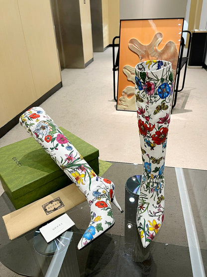 GU vs *BAL Boots High Above Knee 3 Style 's Flowers Stretch