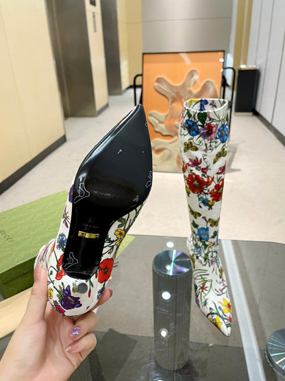 GU vs *BAL Boots High Above Knee 3 Style 's Flowers Stretch