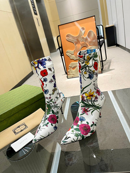 GU vs *BAL Boots High Above Knee 3 Style 's Flowers Stretch