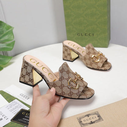 GU Slippers Toe Monogram  2 Color 's Mule