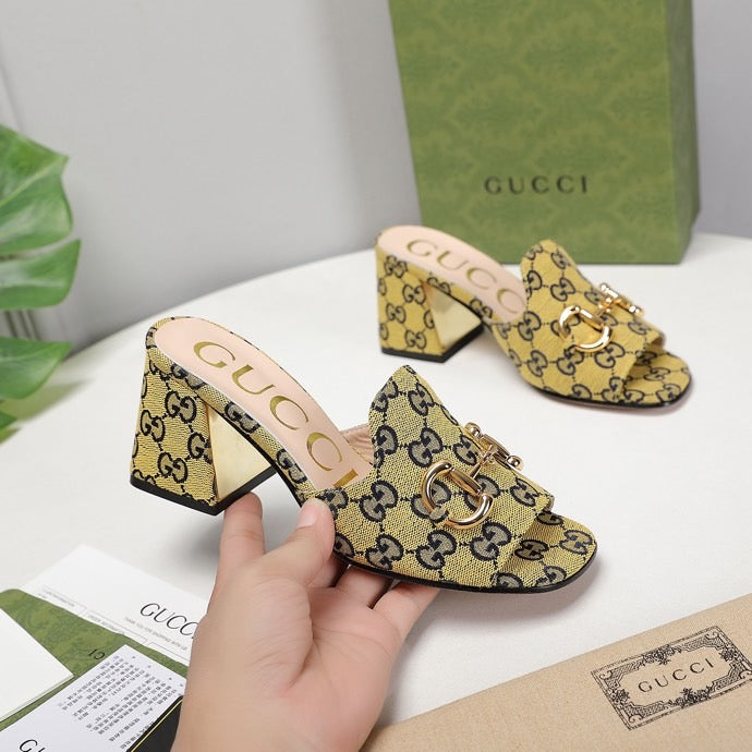 GU Slippers Toe Monogram  2 Color 's Mule