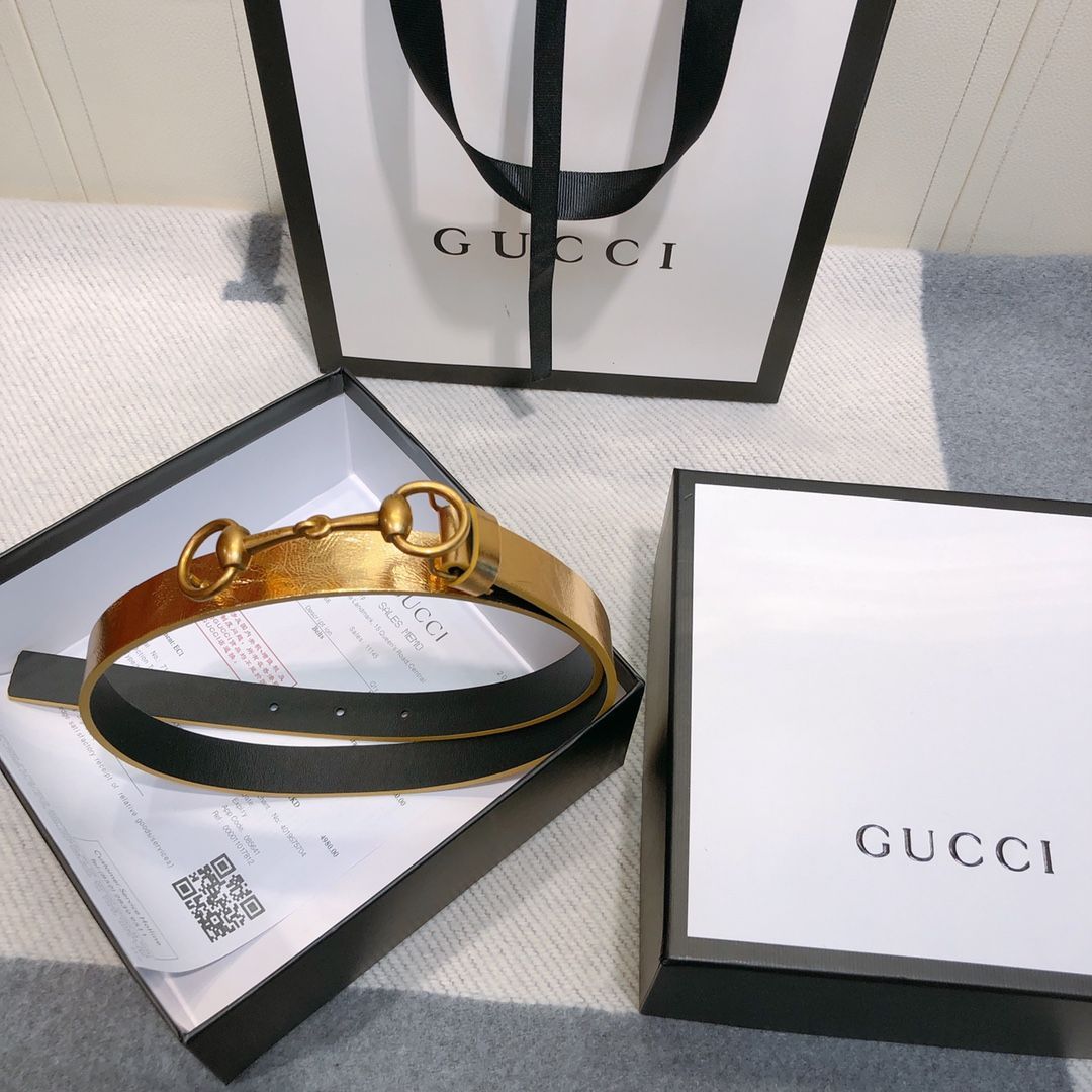 GU Belt leather Gold