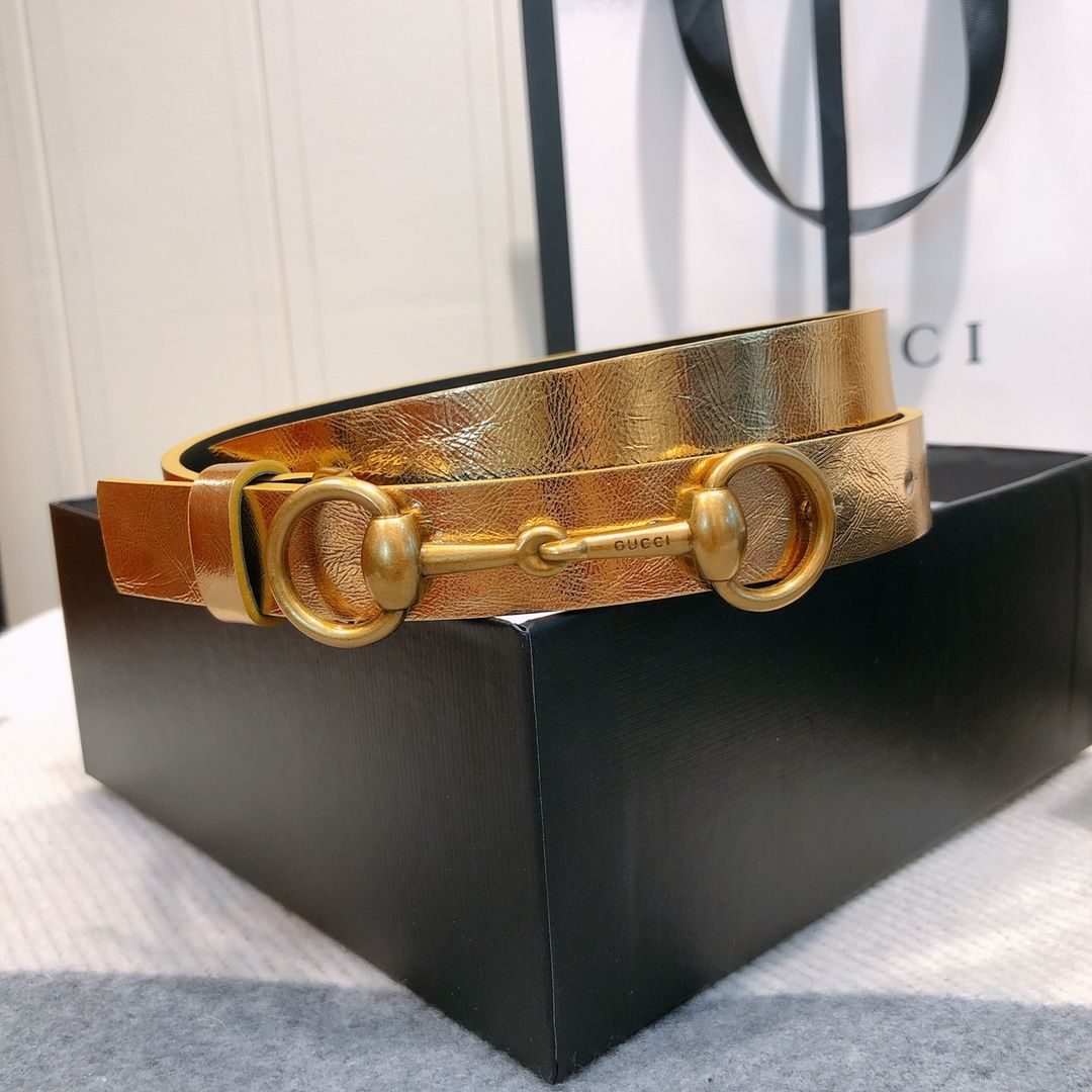 GU Belt leather Gold