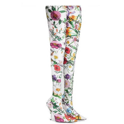 GU vs *BAL Boots High Above Knee 3 Style 's Flowers Stretch