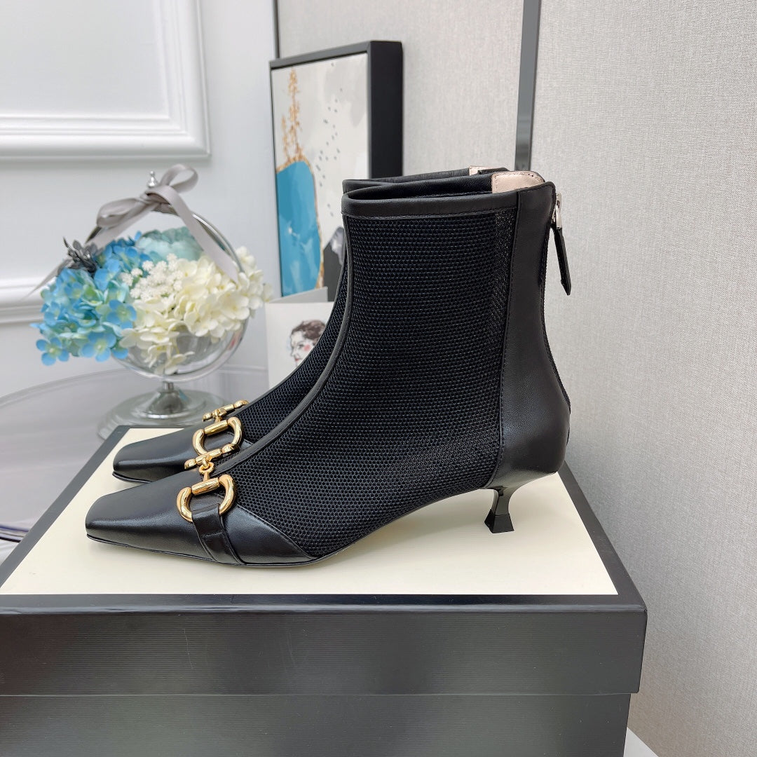 GU Boots Low Heels  2 Color 's Mesh