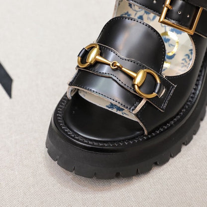 GU  Sandals  Platform Wedge Black
