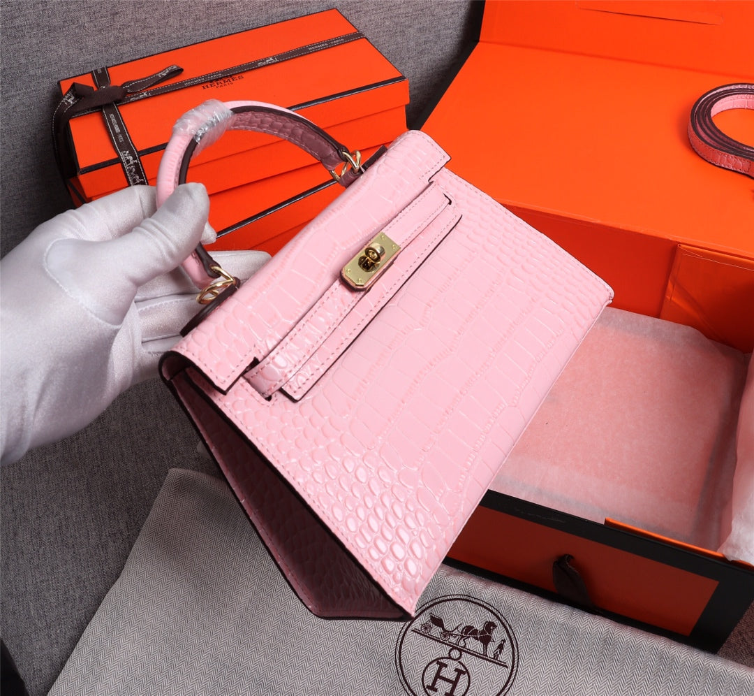 HRM Bag Kell Croco 22 cm Pink