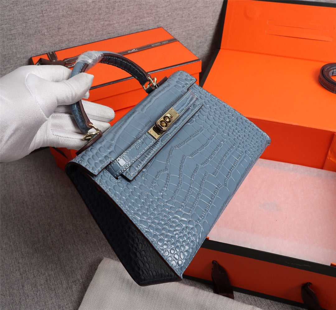 HRM Bag Kell Croco 22 cm Blue