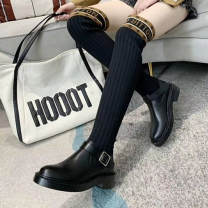 LU  Boots Black High Knees Over