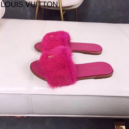 LU Slippers Fur Fuchsia
