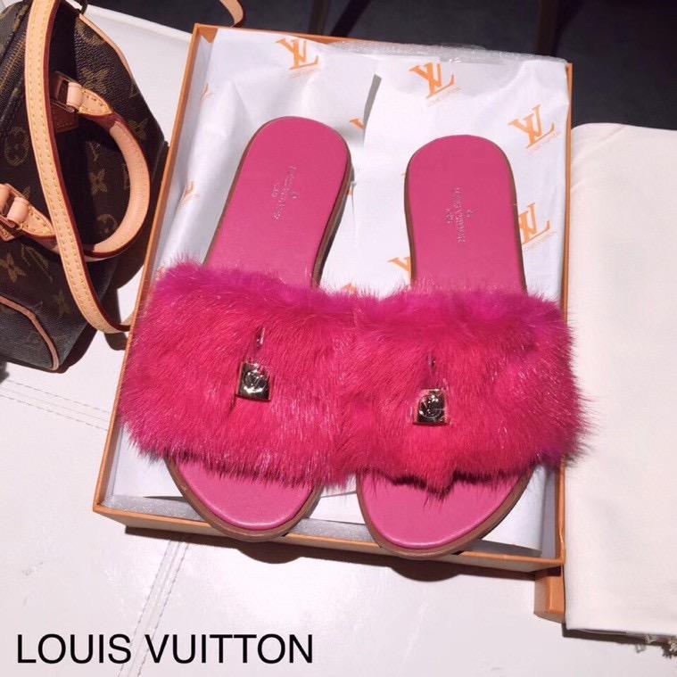LU Slippers Fur Fuchsia