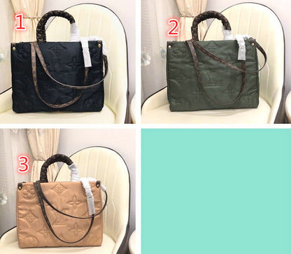 LU Tote Bag Onthego Puffer Nylon 3 Color  's