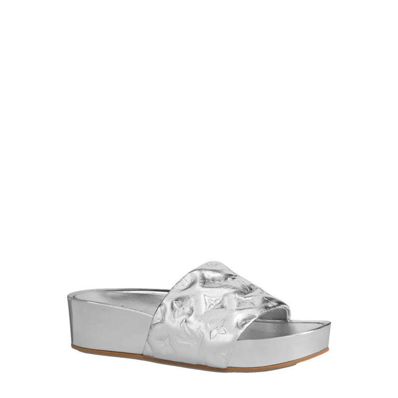 LU Slippers Mule Jumbo  Platform Silver