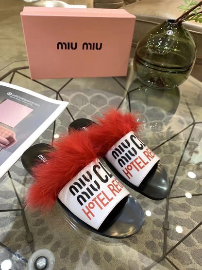 Miu Mi Slippers  4 Colors Fur