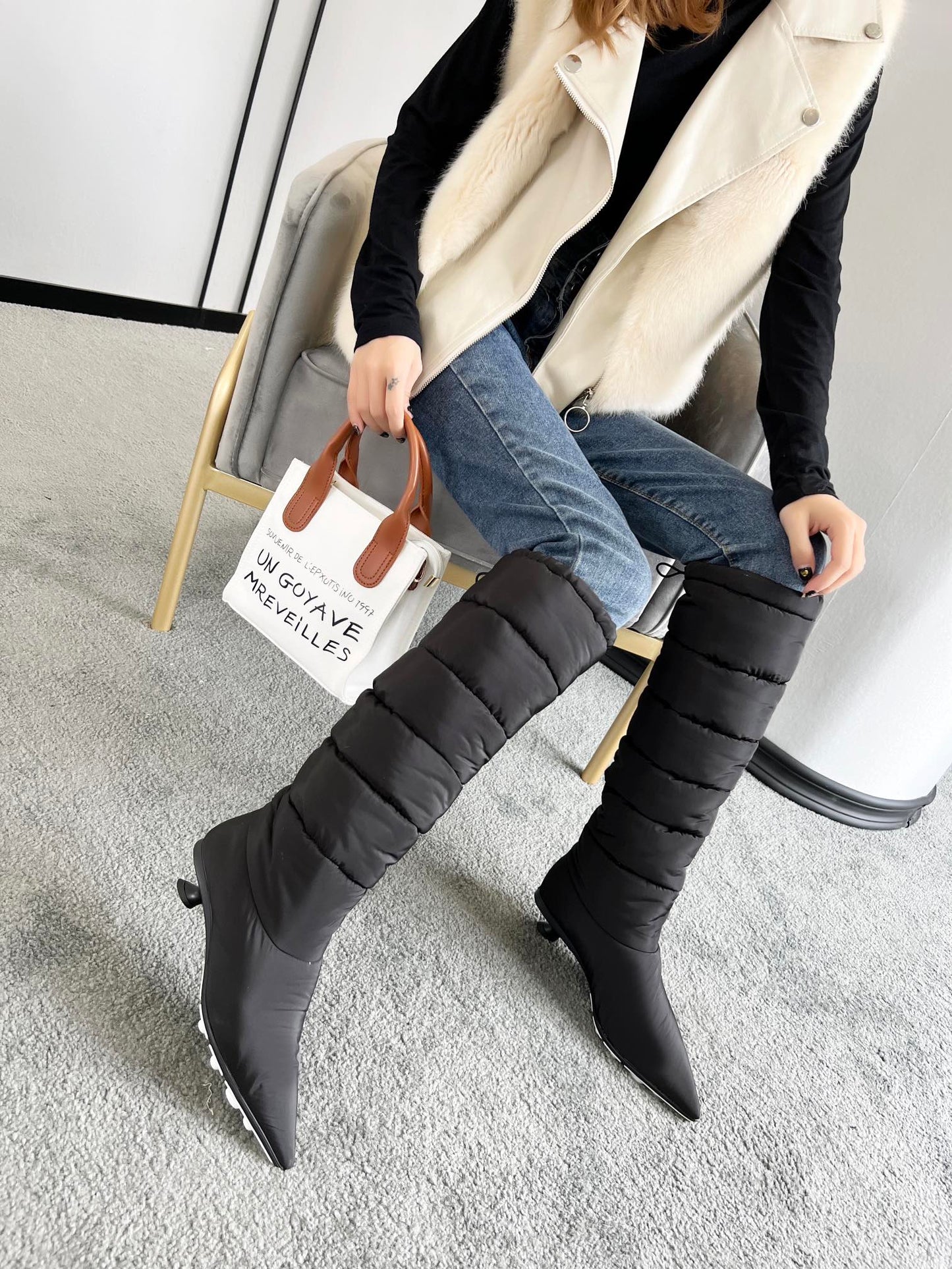 MIU MI  PRD  Boots Puffer Padded 2 Color 's