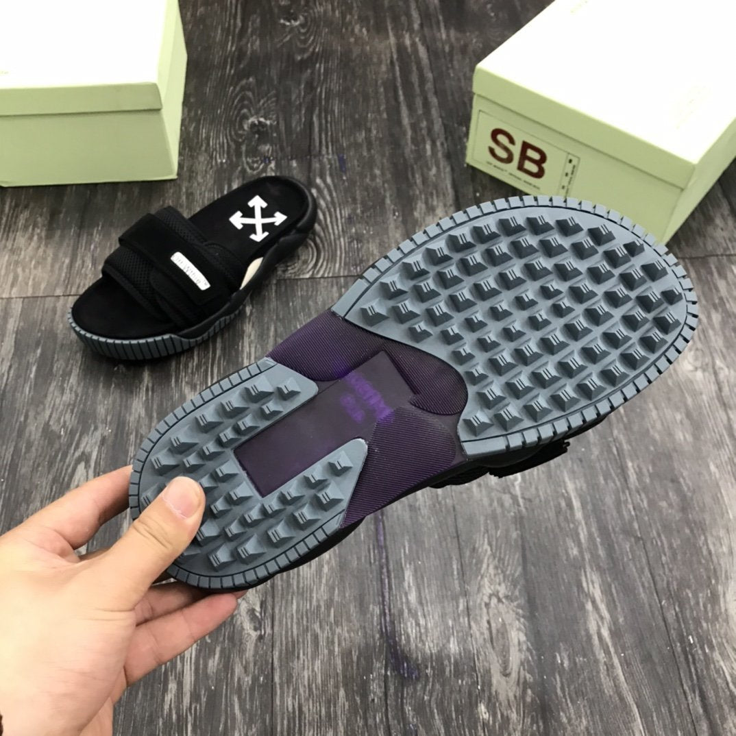 Off Wite Slippers Black