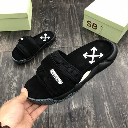 Off Wite Slippers Black