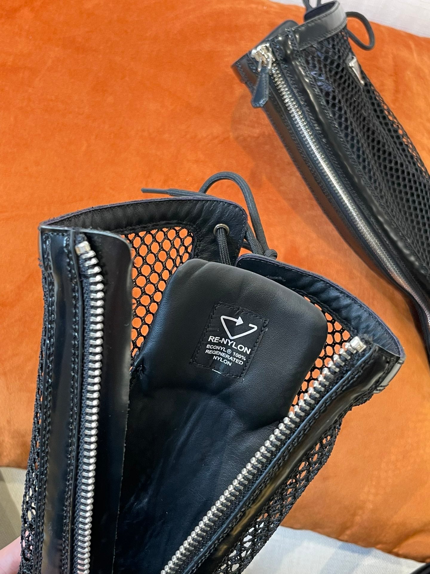 PRD Brushed leather and mesh boots