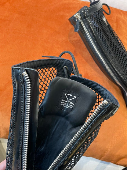 PRD Brushed leather and mesh boots