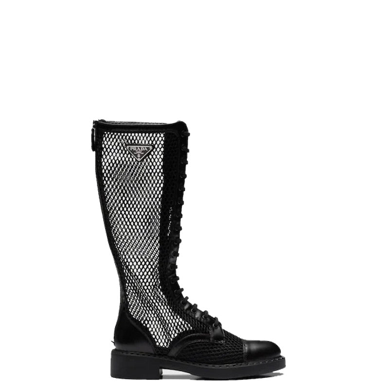 PRD Brushed leather and mesh boots