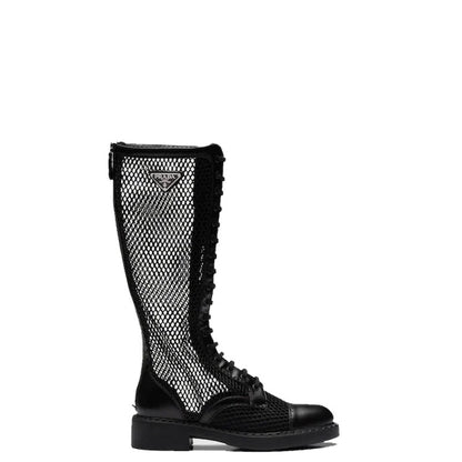 PRD Brushed leather and mesh boots