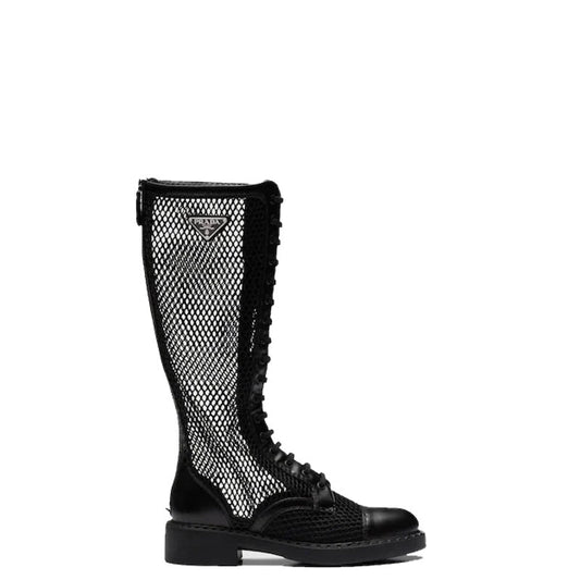 PRD Brushed leather and mesh boots