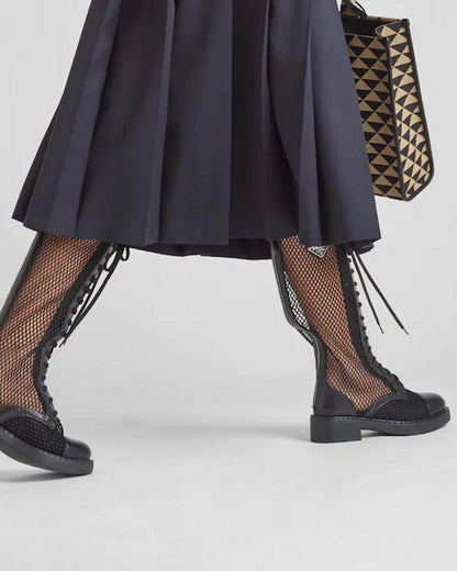 PRD Brushed leather and mesh boots