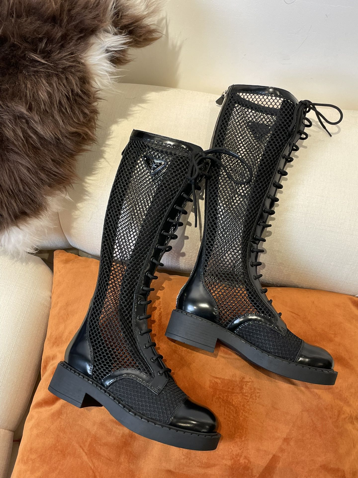 PRD Brushed leather and mesh boots