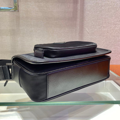 PRD Leather Nylon Messenger Bag Saffiano