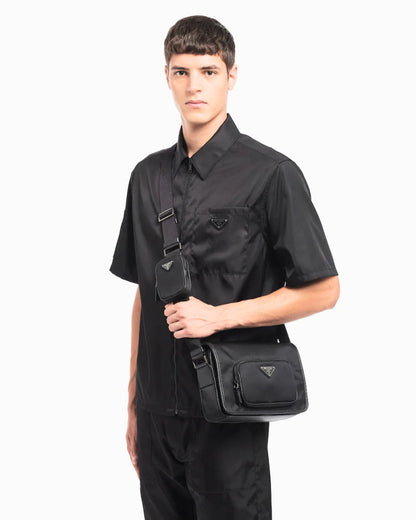 PRD Leather Nylon Messenger Bag Saffiano
