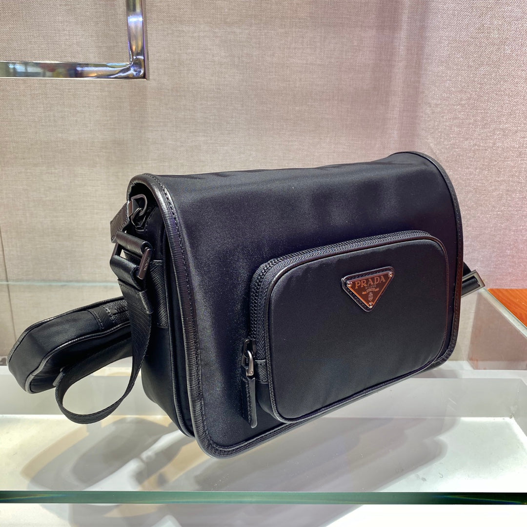 PRD Leather Nylon Messenger Bag Saffiano