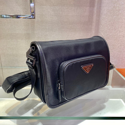 PRD Leather Nylon Messenger Bag Saffiano