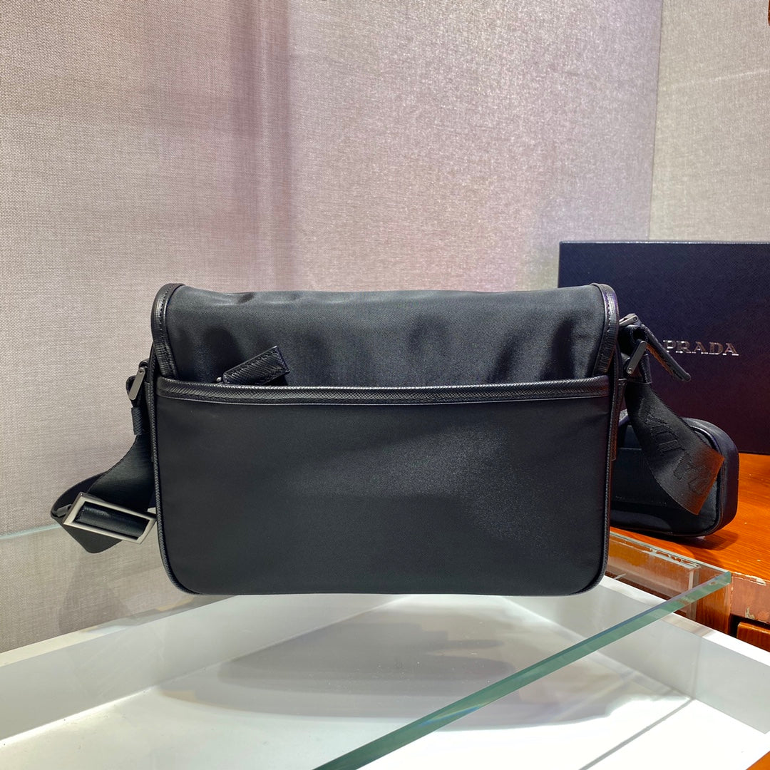 PRD Leather Nylon Messenger Bag Saffiano