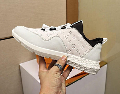 LU Leather Sneakers White Red Mono