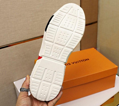LU Leather Sneakers White Red Mono