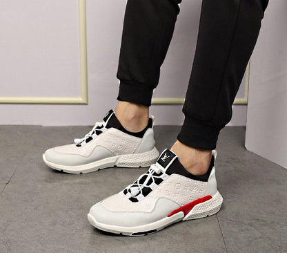 LU Leather Sneakers White Red Mono