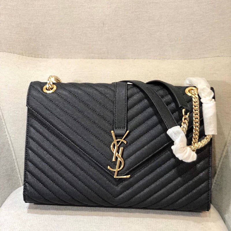 Y L Bag Handbag Black Gold 31 Cm