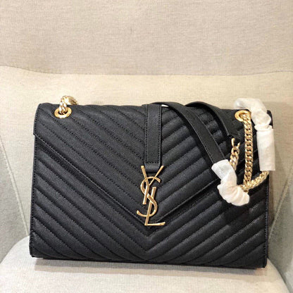 Y L Bag Handbag Black Gold 31 Cm