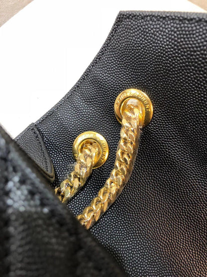 Y L Bag Handbag Black Gold 31 Cm